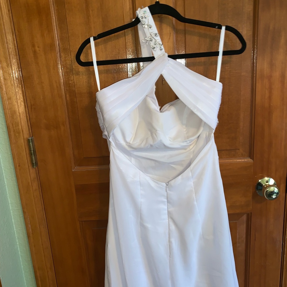 White Open-Back Prom Dress